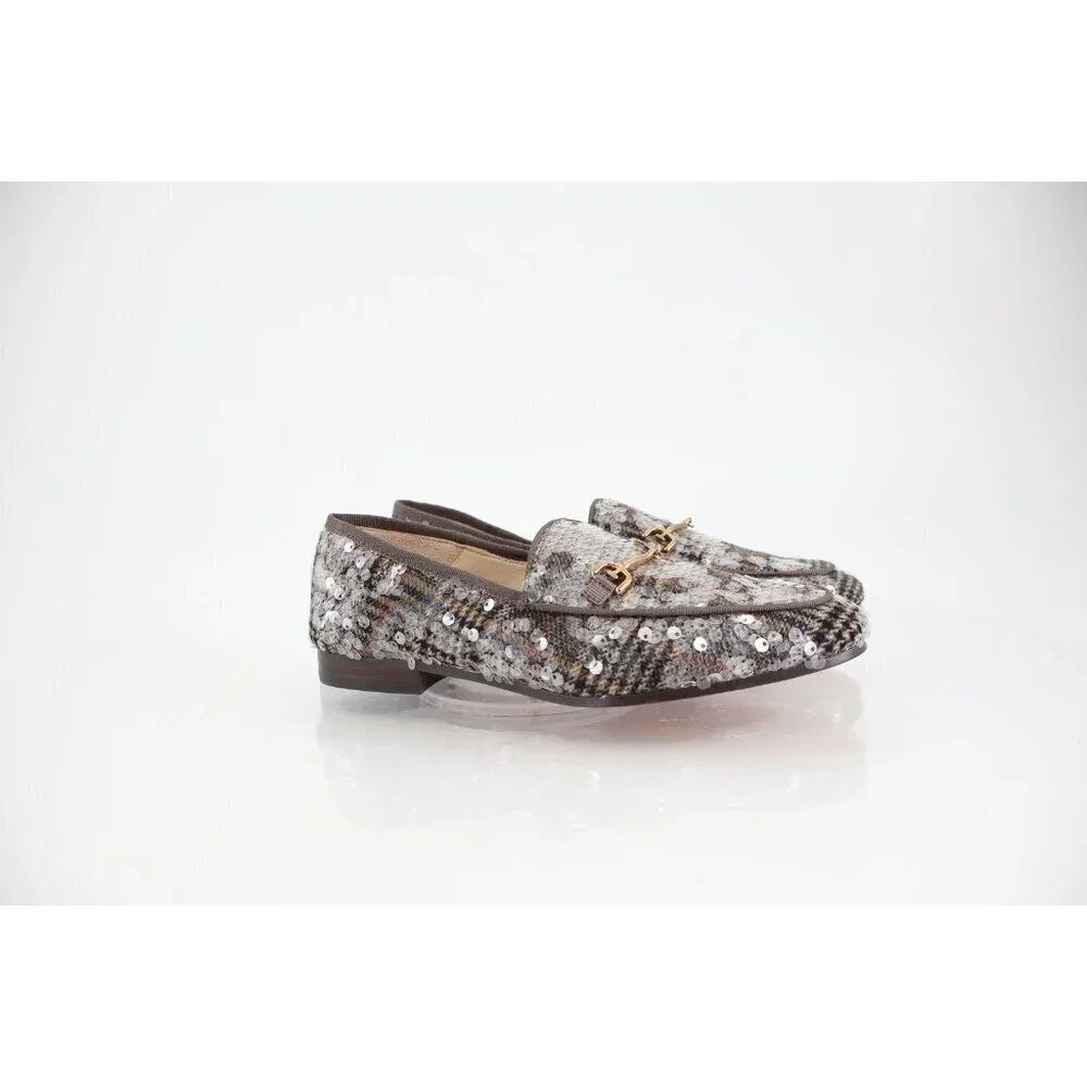 Sam Edelman Loraine Bit Loafer Shoe Grey Sequin Tweed Girls Size 4 Slip On